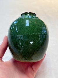 Four Chinese green crackle-glazed vases, 19th C.