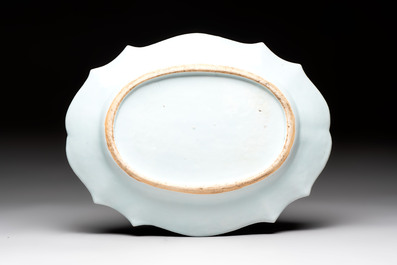 A rare Chinese famille rose 'Budai' tureen stand for the European market, Qianlong