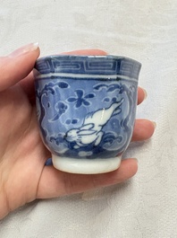 A Japanese blue and white 'rabbit' cup and a 'deer' plate, Edo, 17th C.