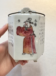 A Chinese 'Wu Shuang Pu' teapot and a famille rose covered wine pot, 19th C.