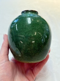 Four Chinese green crackle-glazed vases, 19th C.