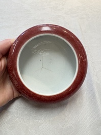 Two Chinese copper-red-glazed brush washers, Kangxi mark, 19th C.