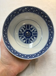 A Chinese blue and white 'cranes and trigrams' bowl, Guangxu mark and of the period