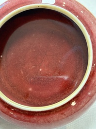 Two Chinese copper-red-glazed brush washers, Kangxi mark, 19th C.