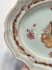 A rare Chinese famille rose 'Budai' tureen stand for the European market, Qianlong