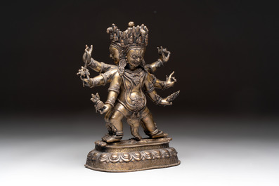 A fine Tibetan bronze sculpture of Mahakala, 19th C.