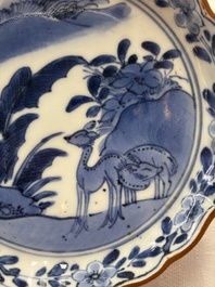 A Japanese blue and white 'rabbit' cup and a 'deer' plate, Edo, 17th C.