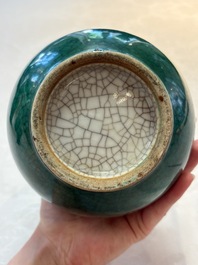 Four Chinese green crackle-glazed vases, 19th C.
