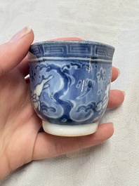 A Japanese blue and white 'rabbit' cup and a 'deer' plate, Edo, 17th C.