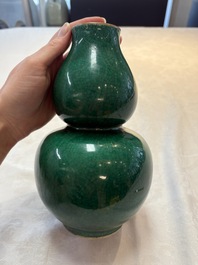 Four Chinese green crackle-glazed vases, 19th C.