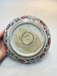 A Chinese Swatow wucai 'egret' plate, Ming