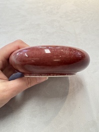 Two Chinese copper-red-glazed brush washers, Kangxi mark, 19th C.