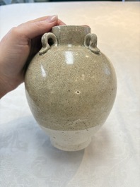 A Chinese crackle-glazed vase and a cream-glazed kendi, Tang/Song