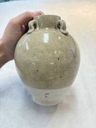 A Chinese crackle-glazed vase and a cream-glazed kendi, Tang/Song
