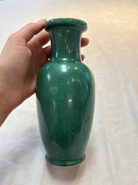 Four Chinese green crackle-glazed vases, 19th C.