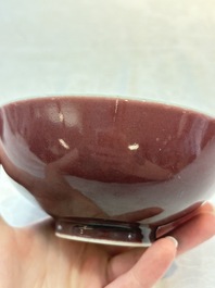 A Chinese copper-red-glazed bowl and brush washer, Xuande mark, 18/19th C.