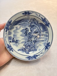 A pair of Japanese 'Master of the Rocks' plates, Arita, Edo, 17th C.