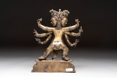 A fine Tibetan bronze sculpture of Mahakala, 19th C.