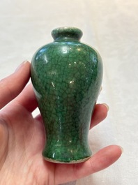 Four Chinese green crackle-glazed vases, 19th C.