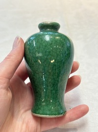 Four Chinese green crackle-glazed vases, 19th C.