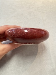 Two Chinese copper-red-glazed brush washers, Kangxi mark, 19th C.