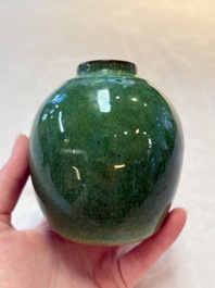 Four Chinese green crackle-glazed vases, 19th C.
