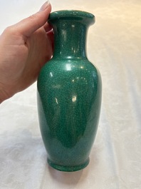 Four Chinese green crackle-glazed vases, 19th C.