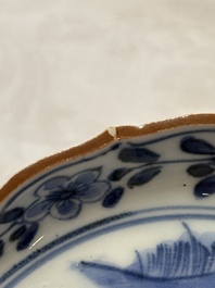 A Japanese blue and white 'rabbit' cup and a 'deer' plate, Edo, 17th C.