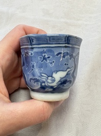 A Japanese blue and white 'rabbit' cup and a 'deer' plate, Edo, 17th C.