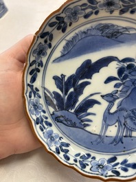 A Japanese blue and white 'rabbit' cup and a 'deer' plate, Edo, 17th C.