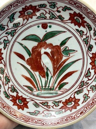 A Chinese Swatow wucai 'egret' plate, Ming