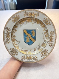 A Chinese armorial plate with the arms of West for the English market, Yongzheng, ca. 1733