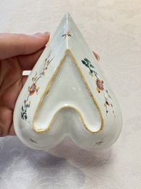 A rare polychrome Dutch Delft petit feu six-piece sweetmeat set, 18th C.