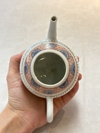 A Chinese famille rose teapot and cover with floral design, Yongzheng/Qianlong