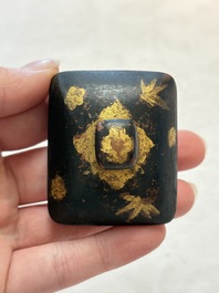 A Chinese gilt and black-lacquered Yixing teapot and cover, Qianlong mark and of the period