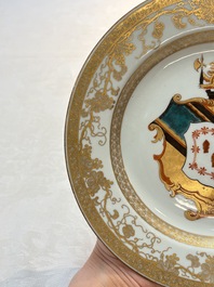 A Chinese armorial plate with the arms of Hanbury with Comyn in pretence, Yongzheng, ca. 1735