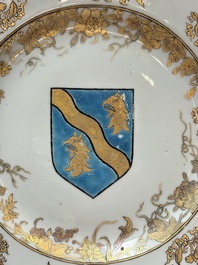 A Chinese armorial plate with the arms of West for the English market, Yongzheng, ca. 1733