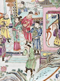 A large Chinese famille rose dish with narrative design, 19th C.
