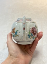 A Chinese famille rose teapot and cover with floral design, Yongzheng/Qianlong