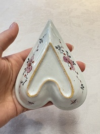 A rare polychrome Dutch Delft petit feu six-piece sweetmeat set, 18th C.