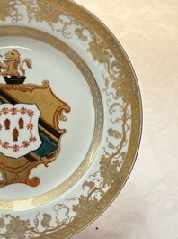 A Chinese armorial plate with the arms of Hanbury with Comyn in pretence, Yongzheng, ca. 1735