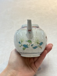 A Chinese famille rose teapot and cover with floral design, Yongzheng/Qianlong