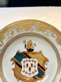 A Chinese armorial plate with the arms of Hanbury with Comyn in pretence, Yongzheng, ca. 1735