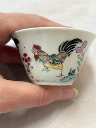 Seven Chinese famille rose cups and saucers, Yongzheng/Qianlong