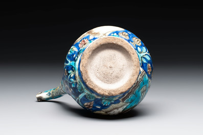 A polychrome Qajar ewer and a gilt bronze-mounted vessel, Iran, 19th C.