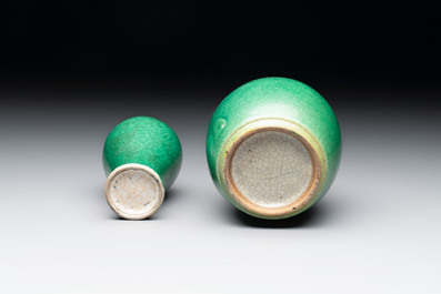 Four Chinese green crackle-glazed vases, 19th C.