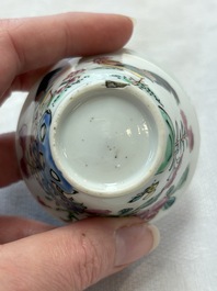 Seven Chinese famille rose cups and saucers, Yongzheng/Qianlong