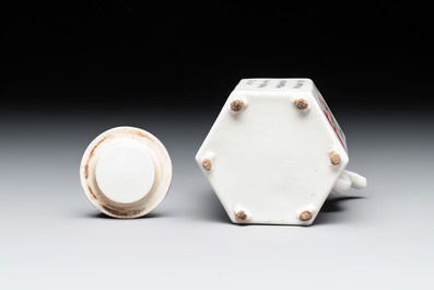 A Chinese 'Wu Shuang Pu' covered teapot and a qianjiang cai covered tea caddy, signed Lei Guangheng 雷光亨, 19th C.