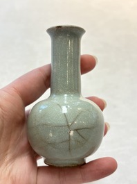 A small Chinese Guan-type Longquan celadon bottle vase, Song/Yuan