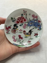 Seven Chinese famille rose cups and saucers, Yongzheng/Qianlong